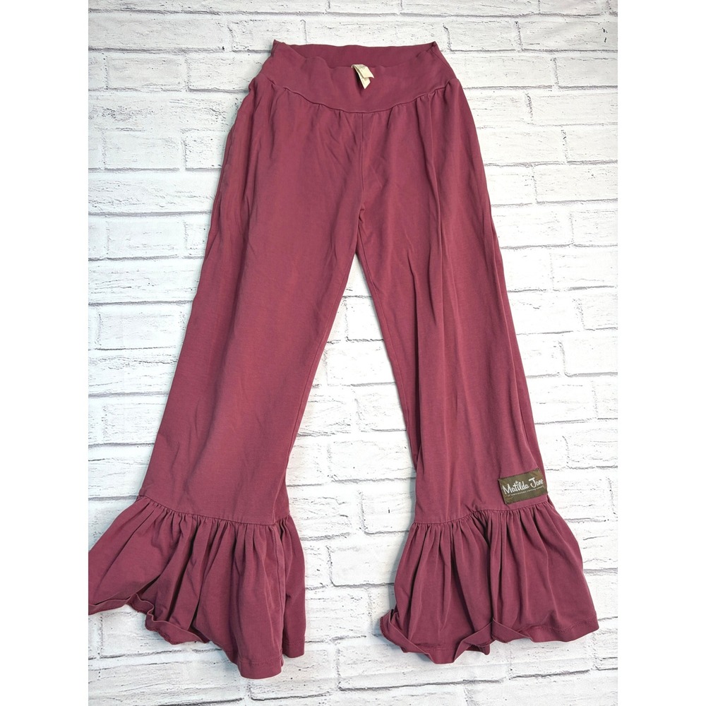 Matilda Jane Platinum Ruffle Hem Wide Leg Pants Purple XS Cotton Blend